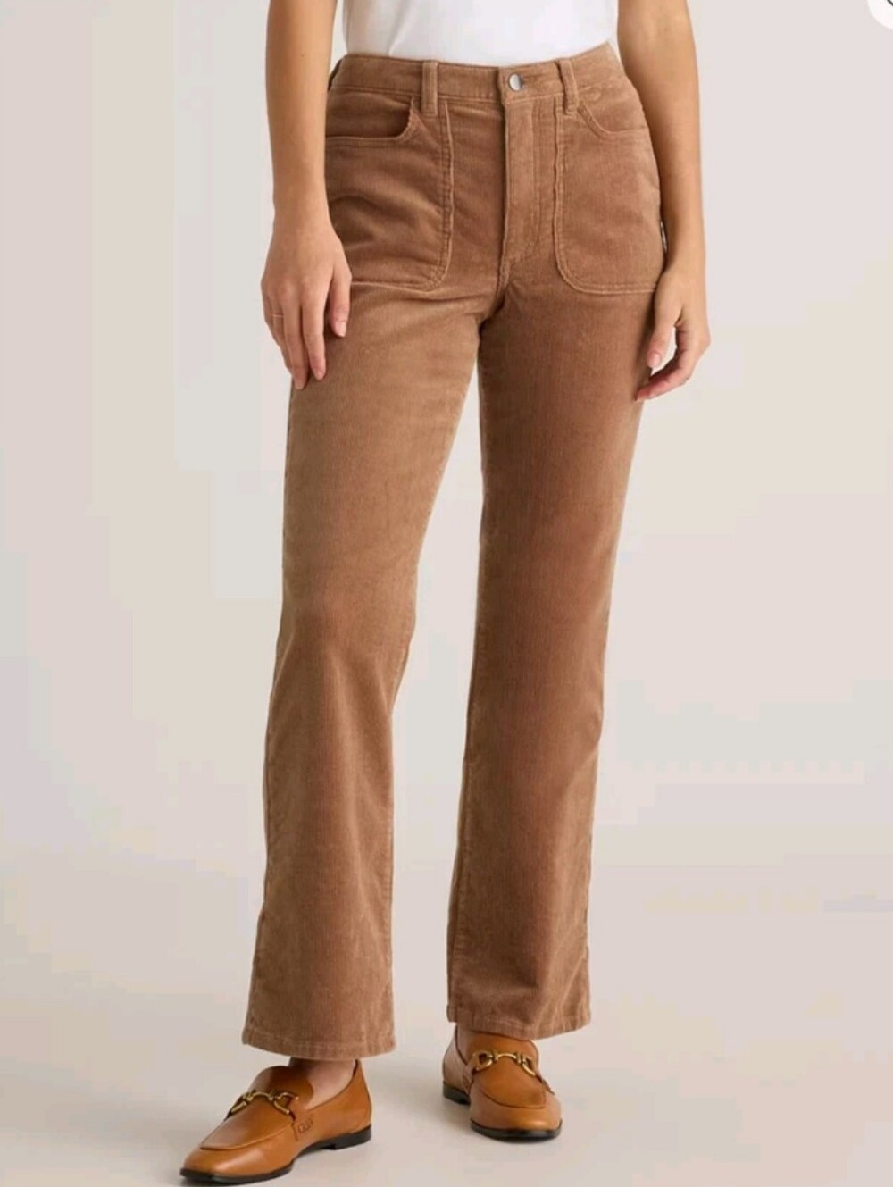 Quince Organic Stretch Corduroy Flare Pants 0 Warm Brown